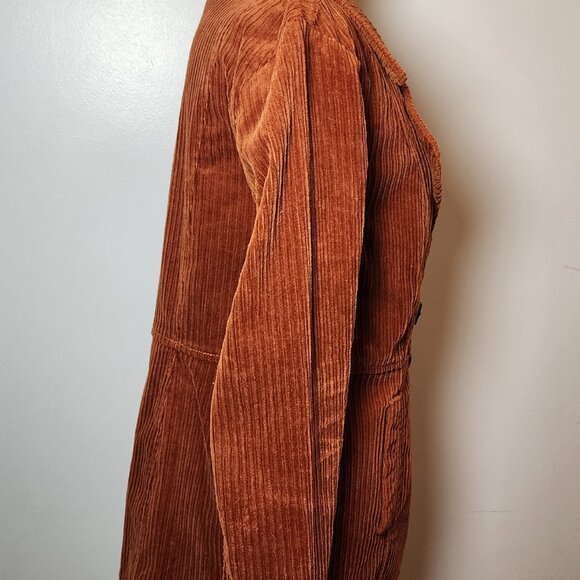 CABI Professor Peacoat Jacket Burnt Orange Corduroy Double-Breasted 70's Size S - Picture 8 of 8